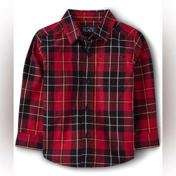 The Children's Place Boys' and Toddler Poplin Long Sleeve Button Down Shirt - Picture 1 of 5